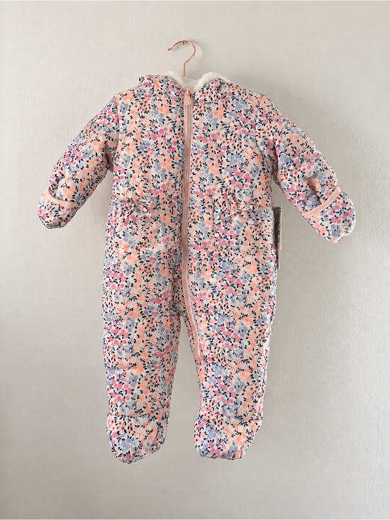 Kensie Other - NWT Kensie Girl Floral Baby Snowsuit 6–9M Pink Quilted Winter Coat Pram Onesie